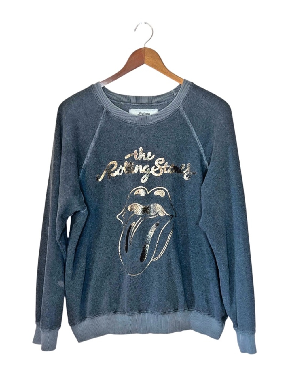 People Of Leisure The Rolling Stones Vintage Wash French Terry Grey Sweatshirt M